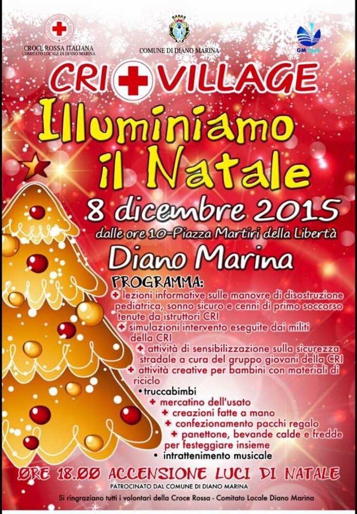 Diano Marina: l'8 dicembre una giornata di iniziative insieme alla Croce Rossa