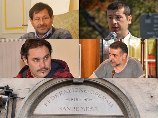 Da sinistra: Gianni Salesi (PD), Fulvio Fellegara (candidato sindaco), Fabio Ormea (Progetto Comune), Roberto Rizzo (M5S)