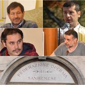 Da sinistra: Gianni Salesi (PD), Fulvio Fellegara (candidato sindaco), Fabio Ormea (Progetto Comune), Roberto Rizzo (M5S)