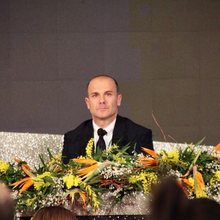 Alessandro Sindoni in conferenza stampa all'Ariston Alessandro Sindoni in conferenza stampa all'Ariston