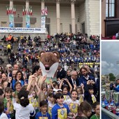 Claudia Colli in tre momenti delle celebrazioni per la "Festa dell'Europa" Claudia Colli in tre momenti delle celebrazioni per la "Festa dell'Europa"