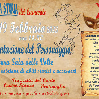 Ventimiglia, "Cammino nella Storia" propone un appuntamento con nuovo personaggio locale in abito carnevalesco Ventimiglia, "Cammino nella Storia" propone un appuntamento con nuovo personaggio locale in abito carnevalesco