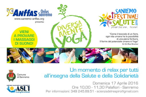 Gli appuntamenti di questo weekend dell'Anffas Sanremo Onlus al 1° Festival della Salute