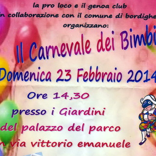 Bordighera: Pro Loco e Genoa Club organizzano per domenica il 'Carnevale dei Bimbi'