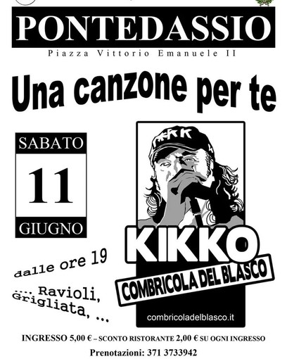 Sabato sera a Pontedassio cena con concerto della Combriccola del Blasco