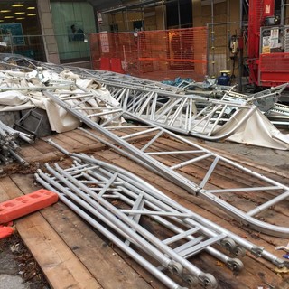 Imperia: crollo dell'impalcatura del Cavour, in procura la relazione di vigili del fuoco e ispettorato del lavoro, ipotesi disastro colposo