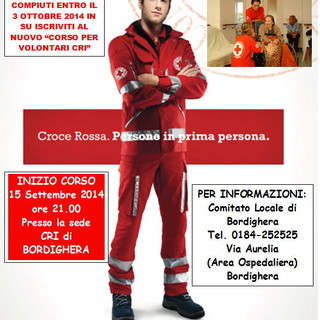 Bordighera: iniziate le iscrizioni al Corso formativo per volontari della Croce Rossa Italiana Bordighera: iniziate le iscrizioni al Corso formativo per volontari della Croce Rossa Italiana