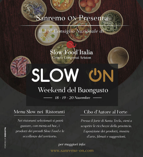 ‘Weekend del buongusto’ e ‘Cibo d’autore al Forte’, Sanremo accoglie il 30° Consiglio Nazionale di Slow Food Italia ‘Weekend del buongusto’ e ‘Cibo d’autore al Forte’, Sanremo accoglie il 30° Consiglio Nazionale di Slow Food Italia