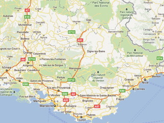 La cartina tra il sud della Francia ed il confine La cartina tra il sud della Francia ed il confine