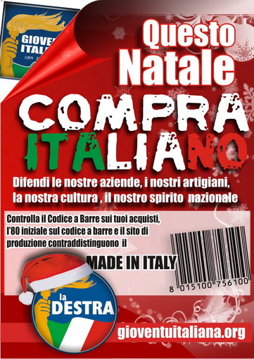 La Federazione della Destra di Imperia chiede di 'comprare italiano' per Natale
