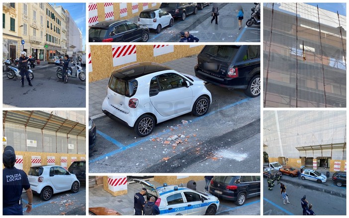 Sanremo: cadono calcinacci dal cantiere dell'hotel Europa, donna colpita e sua figlia illesa per miracolo (Foto e Video)