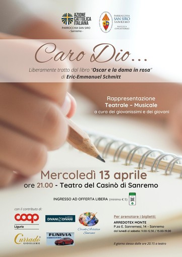 Sanremo: mercoledì al Casinò “Oscar e la dama in rosa” nell'adattamento dei giovani della parrocchia di San Siro