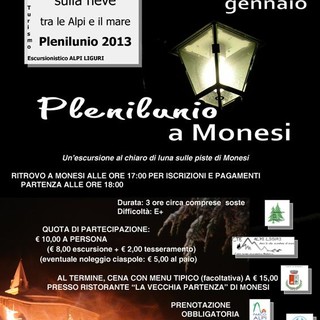 Plenilunio a Monesi: il 26 gennaio, un’escursione con le ciaspole sulle piste al chiaro di luna Plenilunio a Monesi: il 26 gennaio, un’escursione con le ciaspole sulle piste al chiaro di luna