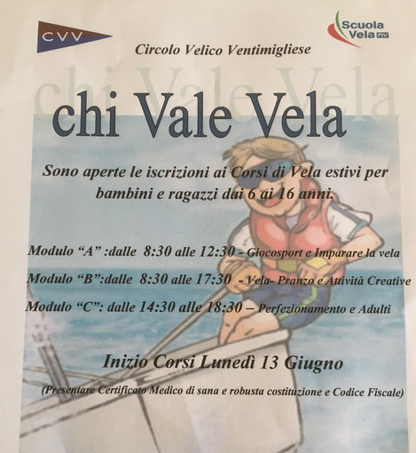 Ventimiglia: 'Chi vale... vela!' ecco i corsi di vela organizzati dal Circolo Velico Ventimigliese