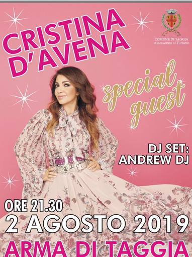 Arma di Taggia: cresce l'attesa per il concerto di Cristina D'Avena in piazza Chierotti previsto per domani Arma di Taggia: cresce l'attesa per il concerto di Cristina D'Avena in piazza Chierotti previsto per domani