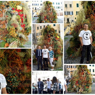 Sanremo: in piazza San Siro la composizione floreale dell'artista botanico giapponese Makoto Azuma (Foto)