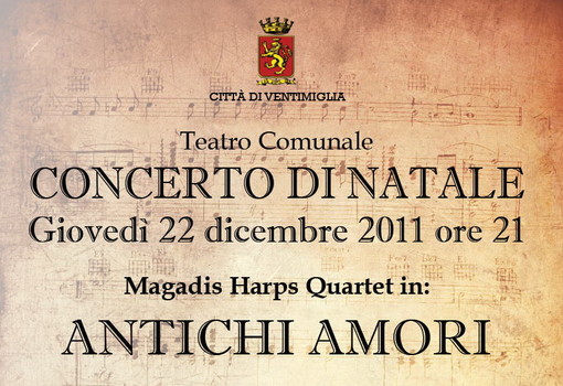 Ventimiglia: giovedì sera al Teatro Comunale il 'Concerto di Natale' per quartetto d'archi