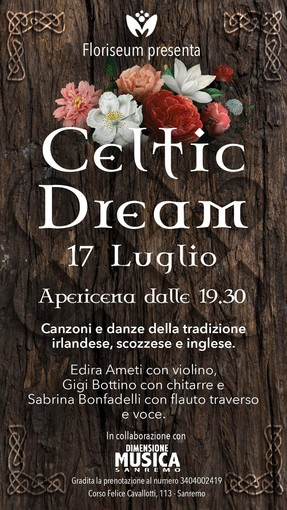 Sanremo: venerdì al Floriseum di Villa Ormond l'apericena con il trio Celtic Dream