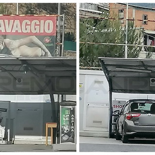 Taggia: cartello pubblicitario considerato 'sessista' alla stazione di servizio, interviene il comune. E' stato rimosso (Foto)