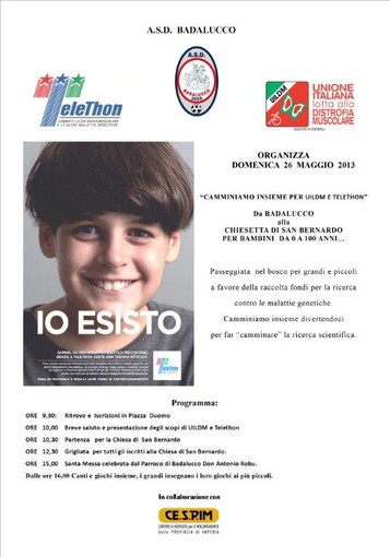 Badalucco: domenica prossima una giornata per UILDM e Telethon con "Camminiamo insieme"