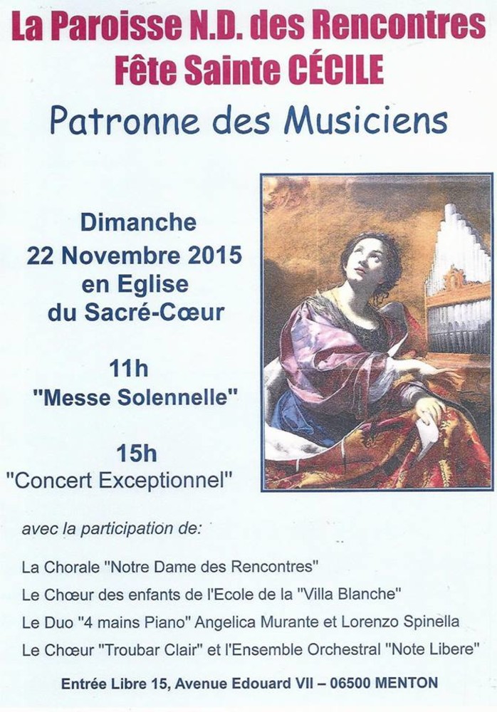 Il Coro Troubar Clair e l'Orchestra Note Libere parteciperanno alla Festa di Santa Cecilia a Mentone