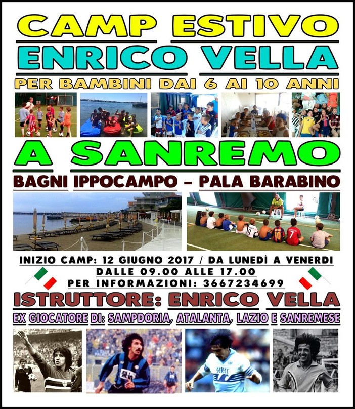 Calcio: a Sanremo dal 12 Giugno al via il Camp Estivo Enrico Vella Calcio: a Sanremo dal 12 Giugno al via il Camp Estivo Enrico Vella