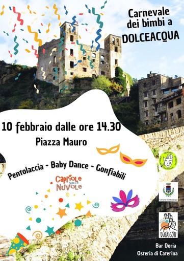 Dolceacqua: festa di Carnevale in piazza Mauro con animazione dei ragazzi di 'Caprile sulle Nuvole'