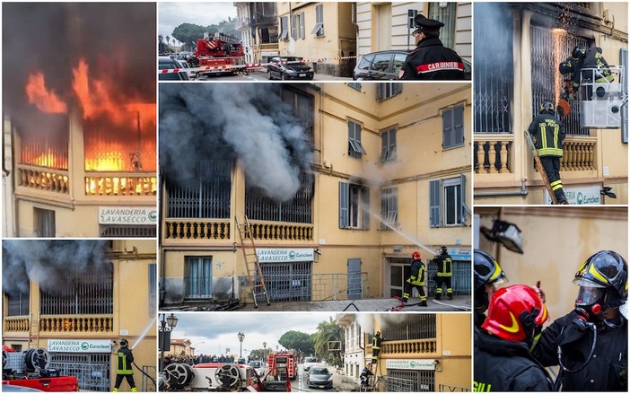 Sanremo: incendio di oggi pomeriggio in via Nino Bixio, spento il rogo e portato in ospedale un uomo (Foto e Video)