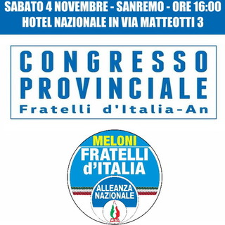 Sanremo: domani pomeriggio all'hotel Nazionale il Congresso Provinciale di Fratelli d'Italia-An