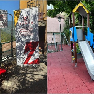 Castelvittorio inaugura una panchina rossa e il nuovo parco giochi (Foto)