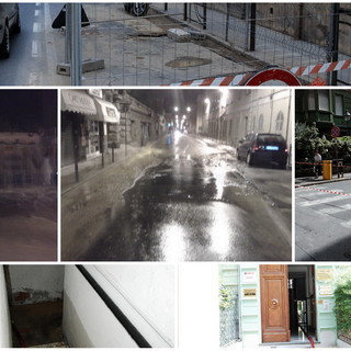 Sanremo: dopo la rottura del tubo Amaie di stanotte in via Volta, cantina allagata in via Pallavicino