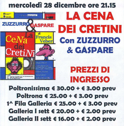 Sanremo: i due spettacoli che chiudono la stagione di dicembre del Teatro Ariston Sanremo: i due spettacoli che chiudono la stagione di dicembre del Teatro Ariston