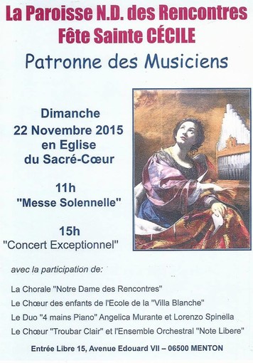 Il Coro Troubar Clair e l'Orchestra Note Libere parteciperanno alla Festa di Santa Cecilia a Mentone