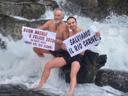 Pigna: due temerari oggi nelle acque del Rio Carne, un 'cimento' per sensibilizzare sul 'Paradiso naturale' (Foto)
