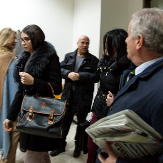 L'incrocio tra Claudio Scajola e Chiara Rizzo stamani in tribunale a Reggio Calabria L'incrocio tra Claudio Scajola e Chiara Rizzo stamani in tribunale a Reggio Calabria