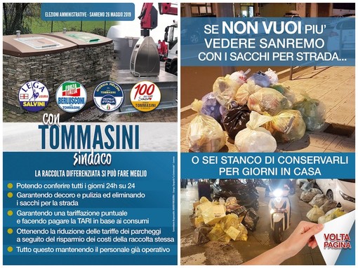 Elezioni Sanremo: al via il volantinaggio sulla differenziata, Tommasini &quot;Ecco i cinque punti per una città pulita&quot;