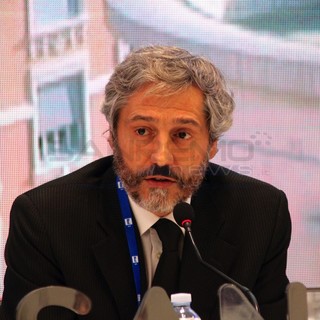 Maurizio Caridi in conferenza stampa al Roof dell'Ariston