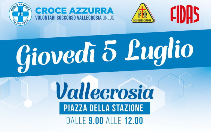 Vallecrosia: con la Croce Azzurra e la Fidas una campagna di sensibilizzazione per la donazione di sangue Vallecrosia: con la Croce Azzurra e la Fidas una campagna di sensibilizzazione per la donazione di sangue