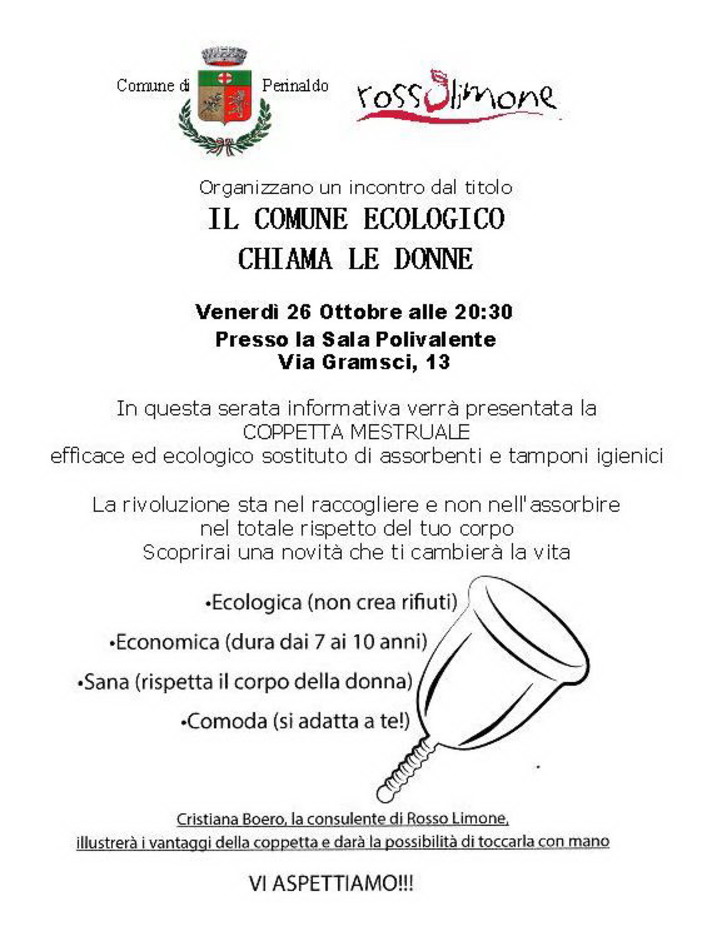 Perinaldo: stasera nel comune la presentazione della rivoluzionaria coppetta mestruale