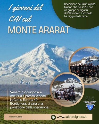 Bordighera, il CAI presenta la spedizione al Monte Ararat realizzata per il 150° anniversario del Club Alpino Italiano
