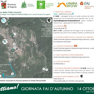 Domenica la la giornata FAI d’autunno alla scoperta di Mendatica, la torre della valle Arroscia