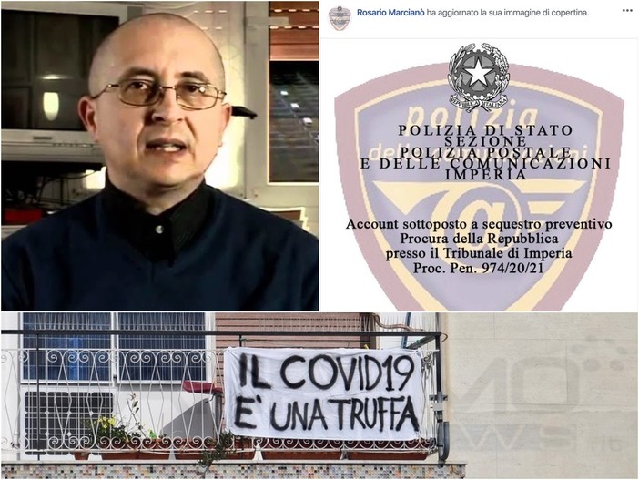 Sanremo: incitava a non rispettare le regole contro il Coronavirus, sequestrati gli account di Rosario Marcianò e anche lo striscione 'Il Covid-19 è una truffa' Sanremo: incitava a non rispettare le regole contro il Coronavirus, sequestrati gli account di Rosario Marcianò e anche lo striscione 'Il Covid-19 è una truffa'