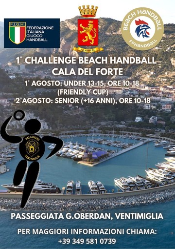 Conto alla rovescia per il 1° Challenge Beach Handball Cala del Forte in programma a Ventimiglia