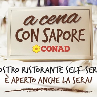 Arma di Taggia: a grande richiesta apre anche la sera il ristorante a self-service "Con Sapore Conad" al primo piano della Centro Commerciale La Riviera Shopville Arma di Taggia: a grande richiesta apre anche la sera il ristorante a self-service "Con Sapore Conad" al primo piano della Centro Commerciale La Riviera Shopville