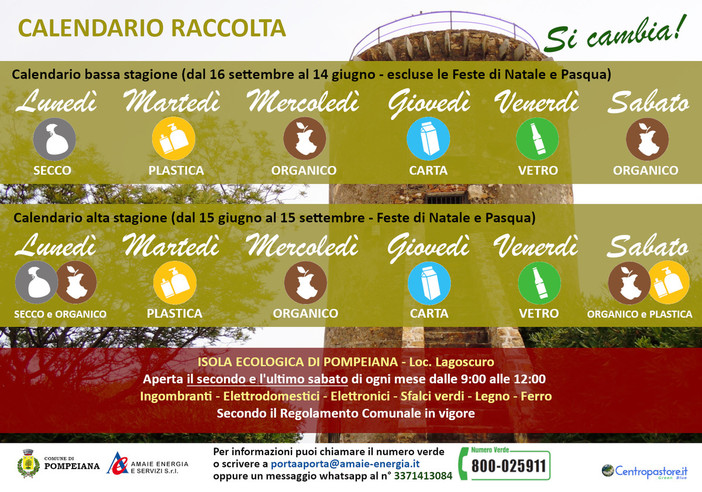 A Pompeiana parte la rivoluzione della raccolta differenziata: dal 7 giugno inizia il nuovo servizio di Amaie Energia