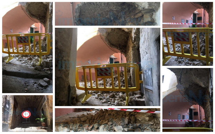 Imperia, crolla nella notte parte di una volta di un vicolo tra due case ad Artallo: nessun ferito o danni strutturali alle abitazioni (Foto)