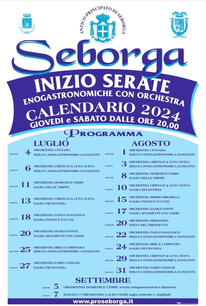 Seborga: al via le serate enogastronomiche e danzanti organizzate dalla Pro Seborga
