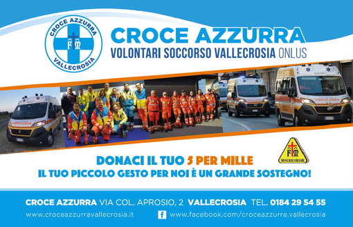 Vallecrosia: dichiarazione dei redditi, il 5 per mille alla Croce Azzurra &quot;Il tuo piccolo gesto per noi è un grande sostegno&quot;