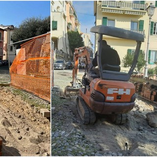 Bordighera, sopralluogo del sindaco Ingenito al cantiere di riqualificazione dei camminamenti nella città alta (Foto)