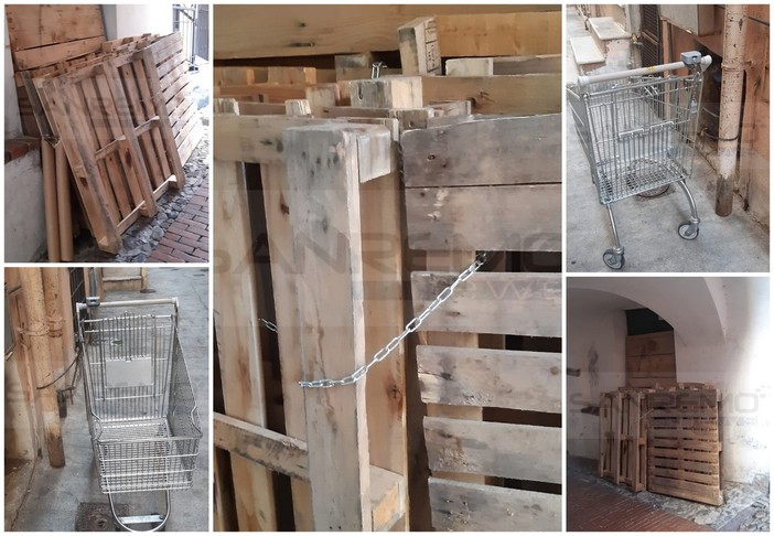 Sanremo: bancali e carrello della spesa incatenati e abbandonati nella città vecchia, la segnalazione (Foto) Sanremo: bancali e carrello della spesa incatenati e abbandonati nella città vecchia, la segnalazione (Foto)